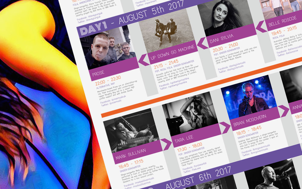 Music Makers Festival foldable programme design