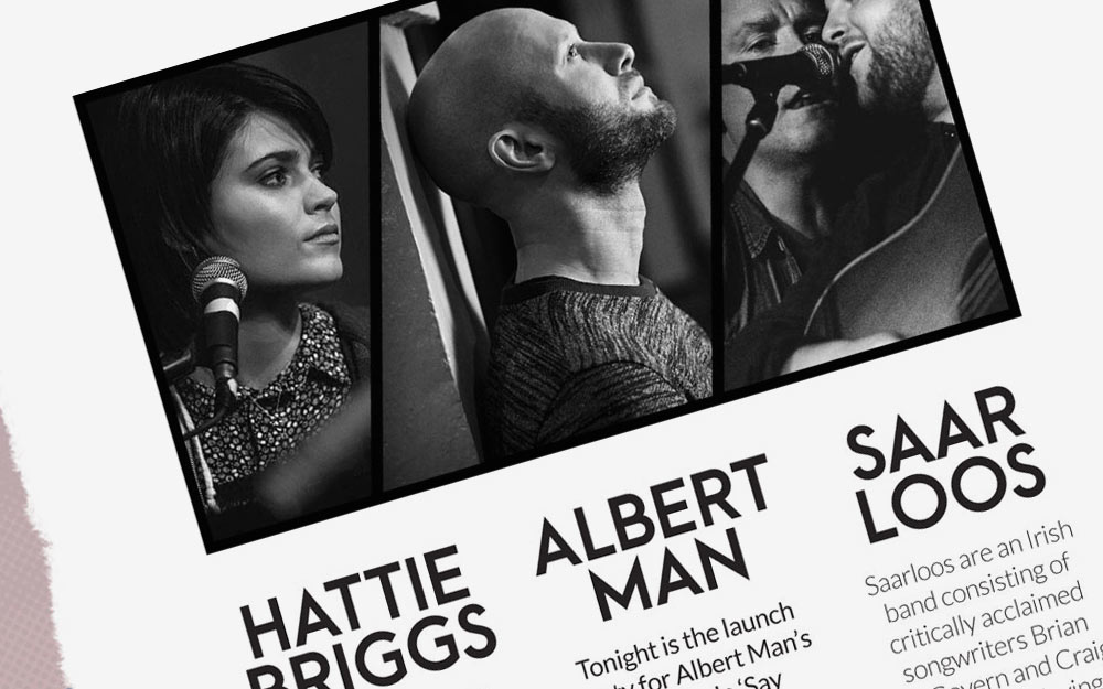 Say Something Loving launch night flyer design.