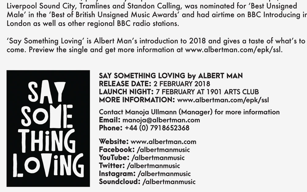 Say Something Loving press release
