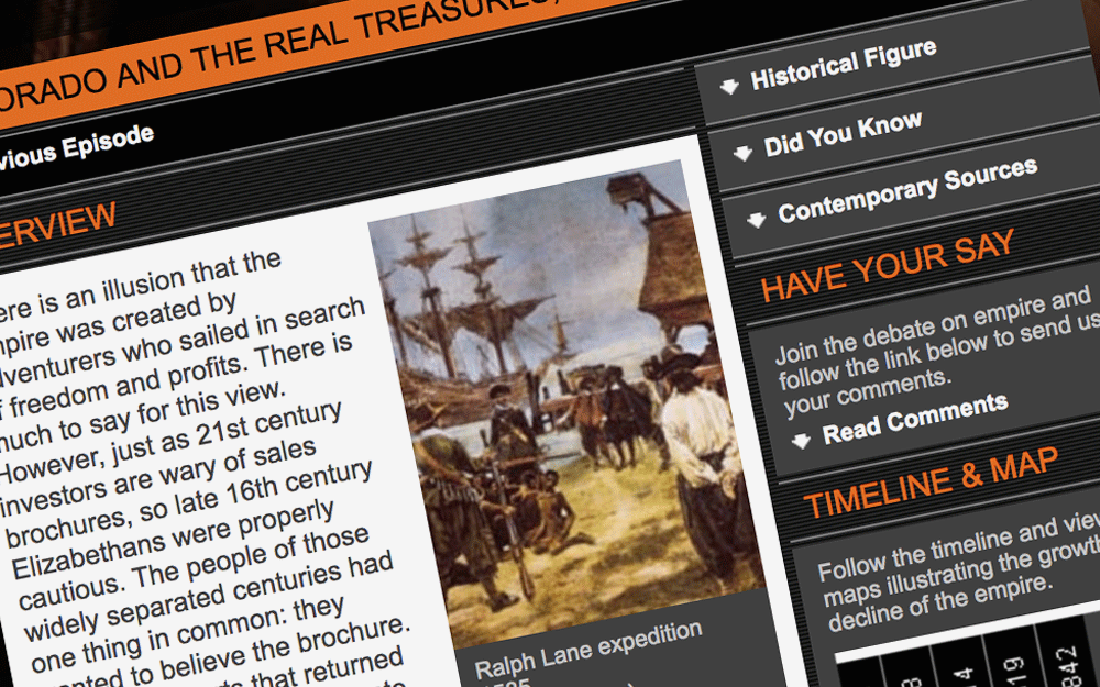 BBC Radio 4's Empire programme episode page, screenshot taken from live site