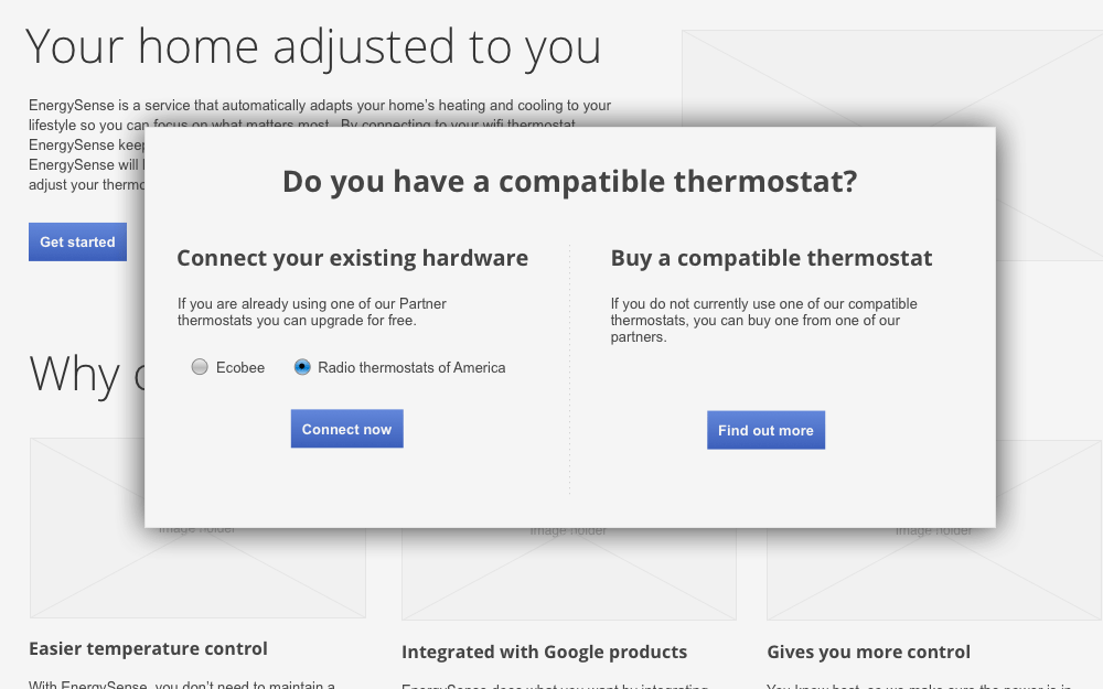 Energy Sense wireframe