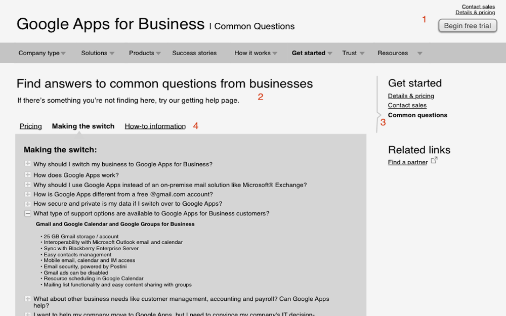 Google Enterprise wireframe