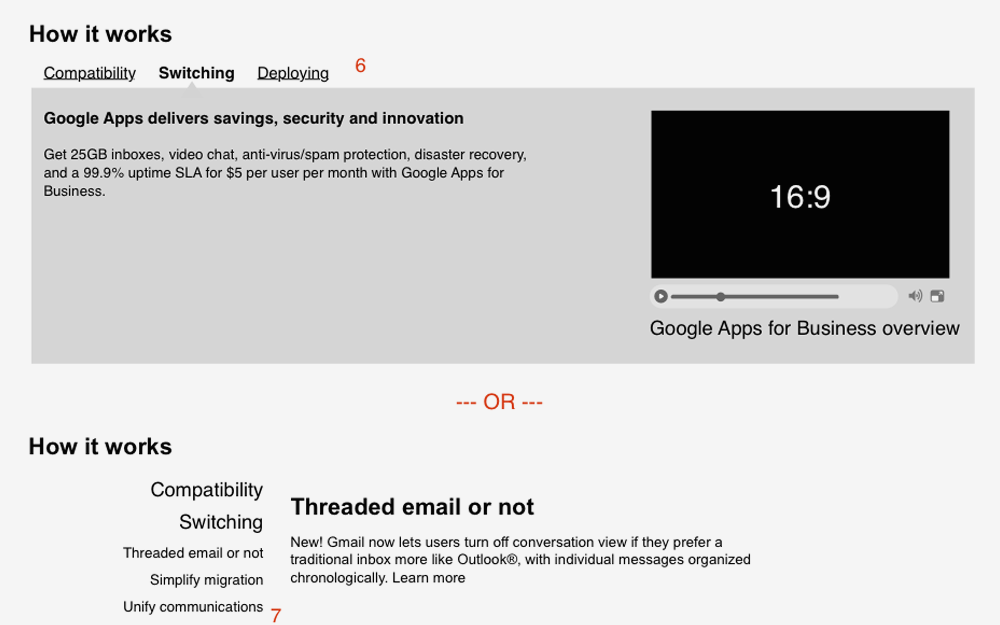Google Enterprise wireframe