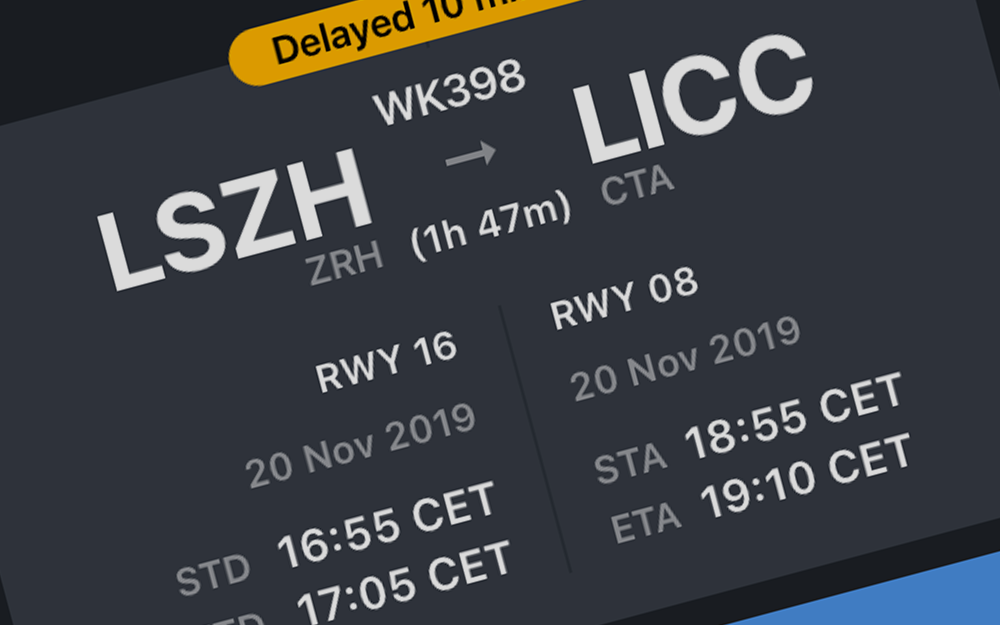mBriefing Dashboard, mobile, minimised, dark mode