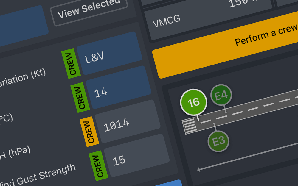 mBriefing Performance Calculator, night mode, crew cross-check error