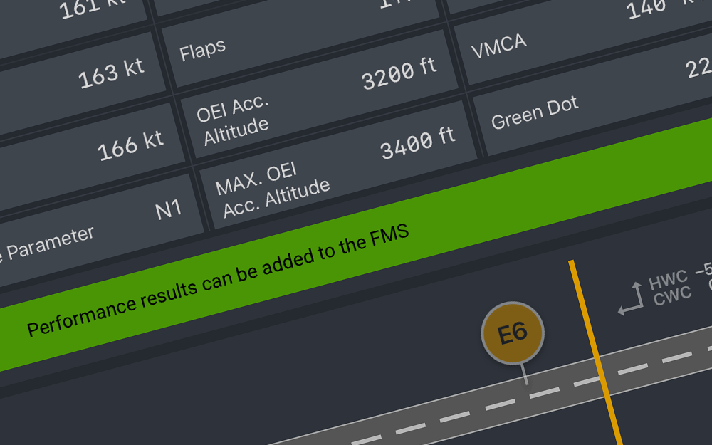 mBriefing Performance Calculator, night mode, portrait with crew cross-check in sync