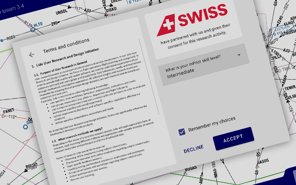 Lufthansa mPilot User-Tracking Opt-in dialogue terms